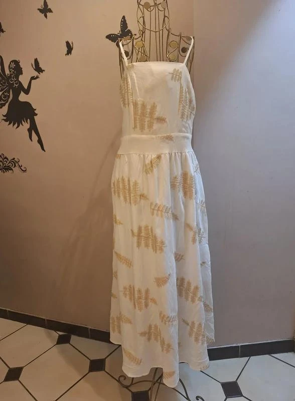 Vestido largo blanco bordado – photo 2